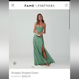 Fame and Partners Green Strappy Draped Gown
